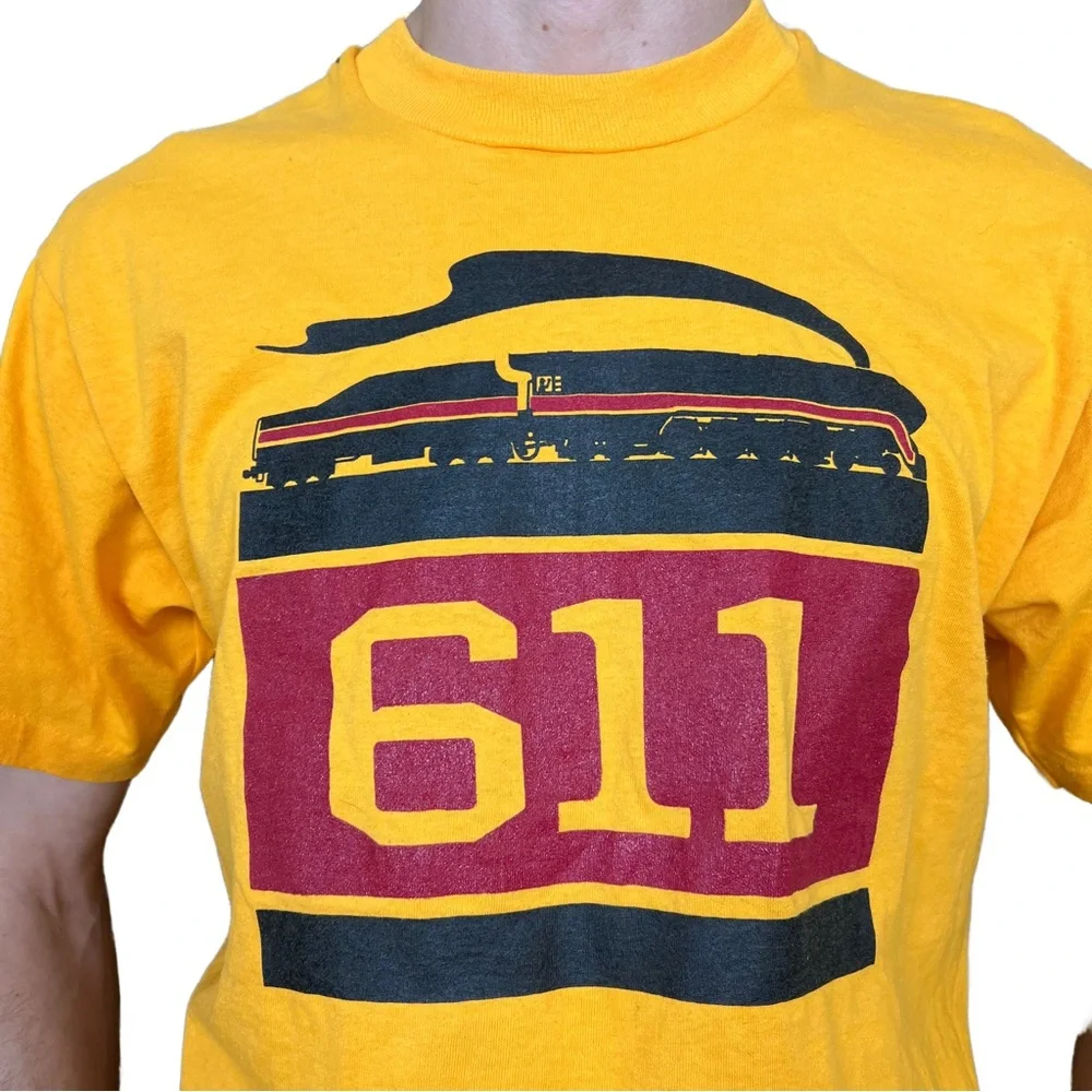 Vintage Screen Stars Best Yellow Train 611 Graphic Tee Single Stitch Size Large - Picture 2 of 10